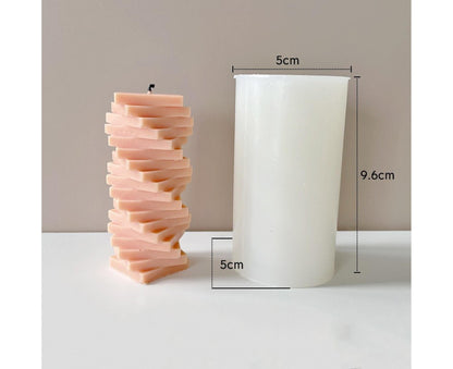 Candle Mold Non-stick DIY Silica Gel Rotating Cylinder Epoxy Resin Mold Home Ornament -White V1263-JX-648