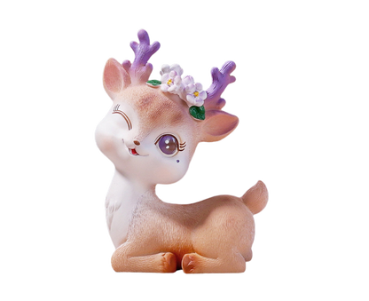 Cartoon Small Deer Resin Reindeer Craft Miniature Desktop Ornaments Car Decor- B V1263-JX-649