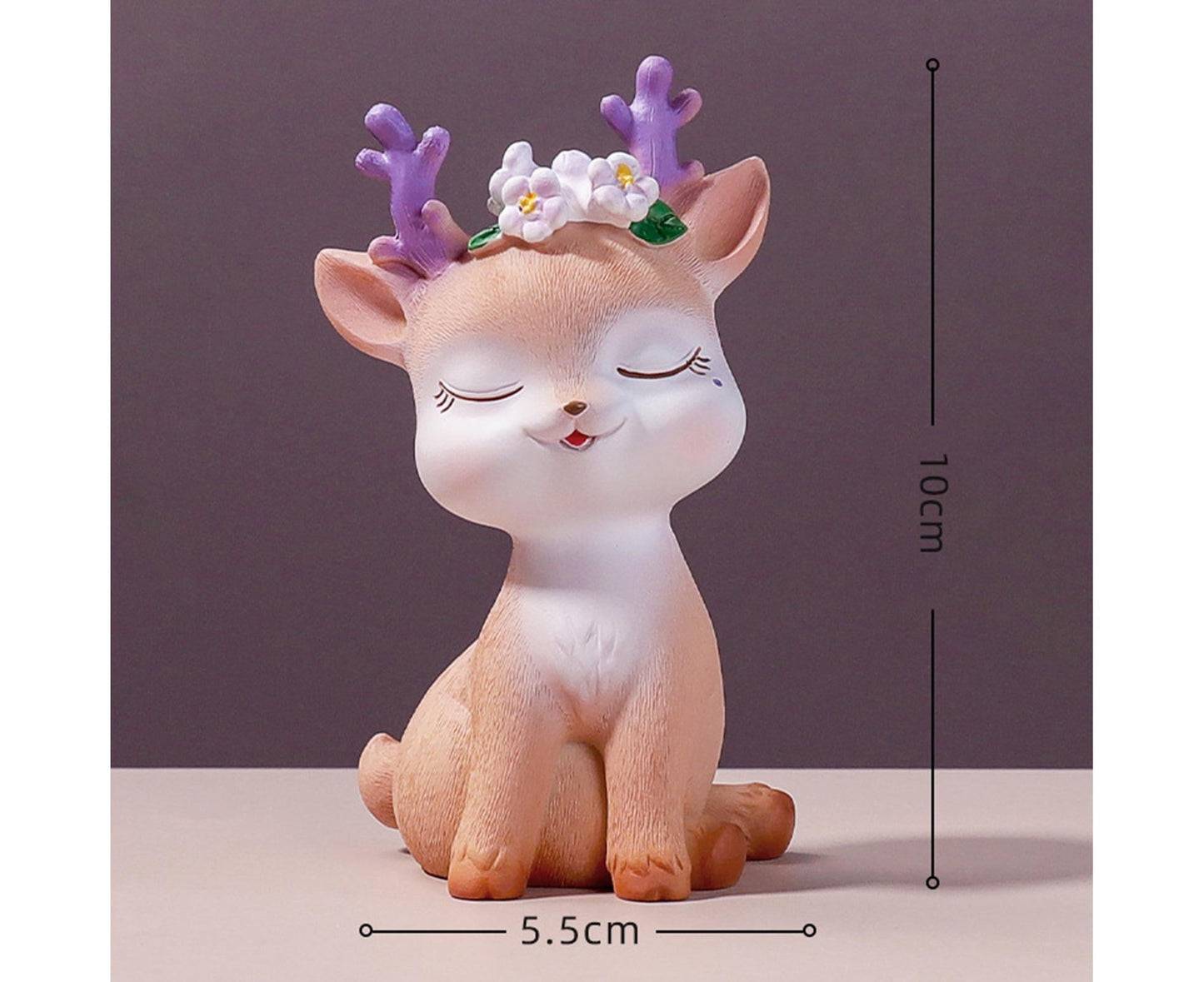 Cartoon Small Deer Resin Reindeer Craft Miniature Desktop Ornaments Car Decor- B V1263-JX-649