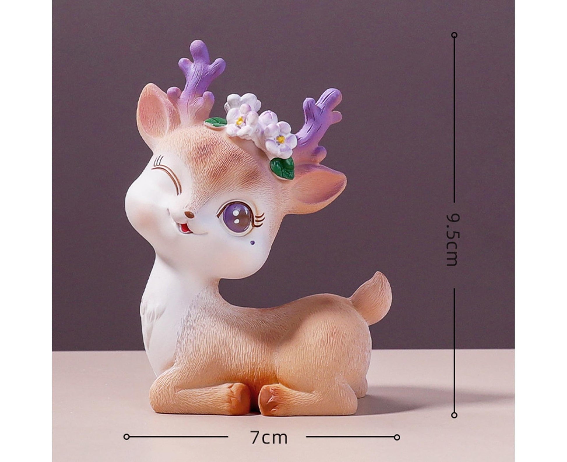 Cartoon Small Deer Resin Reindeer Craft Miniature Desktop Ornaments Car Decor- B V1263-JX-649
