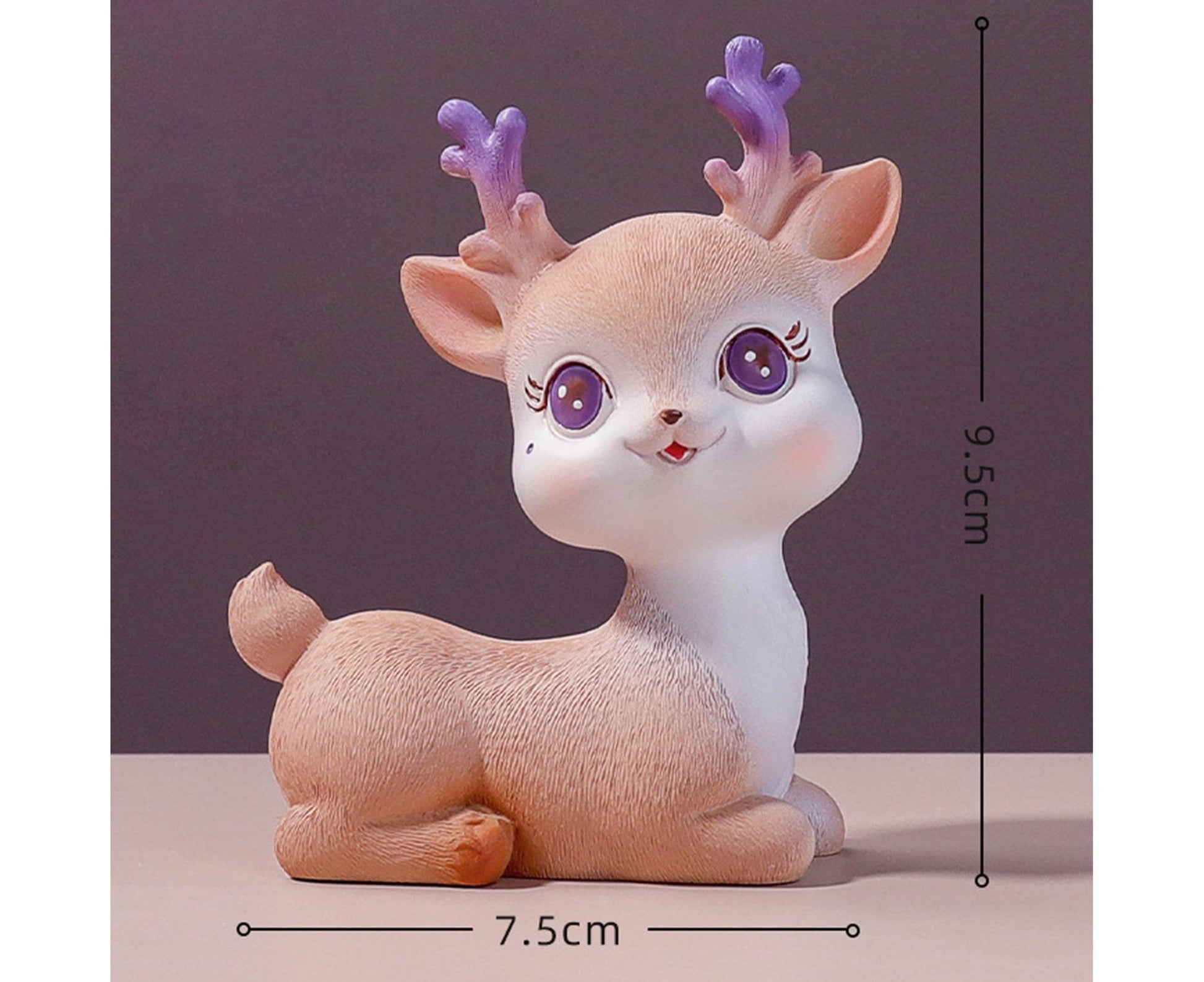 Cartoon Small Deer Resin Reindeer Craft Miniature Desktop Ornaments Car Decor- B V1263-JX-649