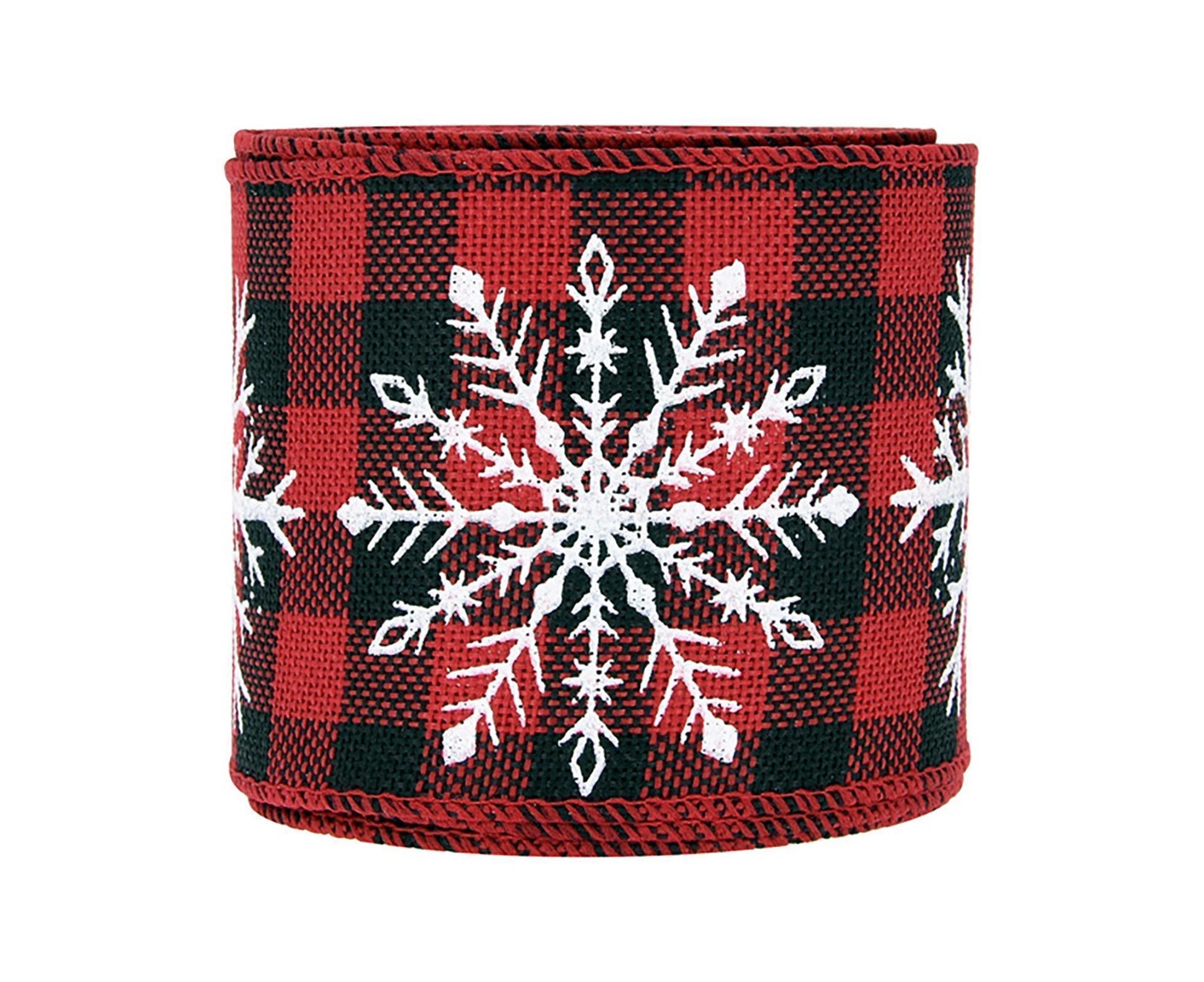 Imitation Flax Xmas Ribbon-Red Black 6cm V1263-JX-650