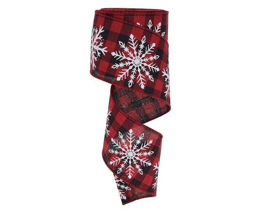 Imitation Flax Xmas Ribbon-Red Black 6cm V1263-JX-650
