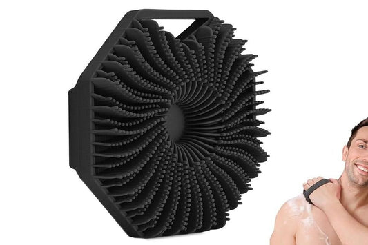 Silicone Body Cleansing Brush Shower Scrubber Gentle Exfoliating and Massage for all Kinds of Skin -Black V1263-JX-6501-1
