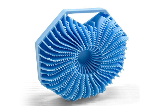 Silicone Body Cleansing Brush Shower Scrubber Gentle Exfoliating and Massage for all Kinds of Skin -Blue V1263-JX-6501-2