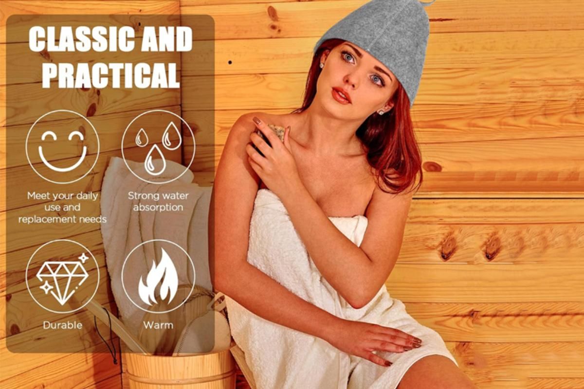 2-Pack Felt Sauna Hats - Quick Dry Bath Caps for Spa & Swimming (23x25cm) V1263-JX-6503