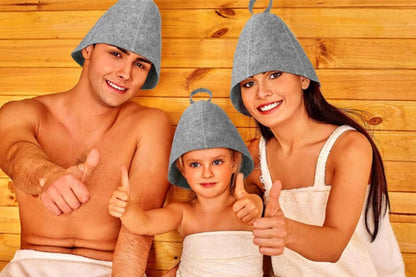2-Pack Felt Sauna Hats - Quick Dry Bath Caps for Spa & Swimming (23x25cm) V1263-JX-6503