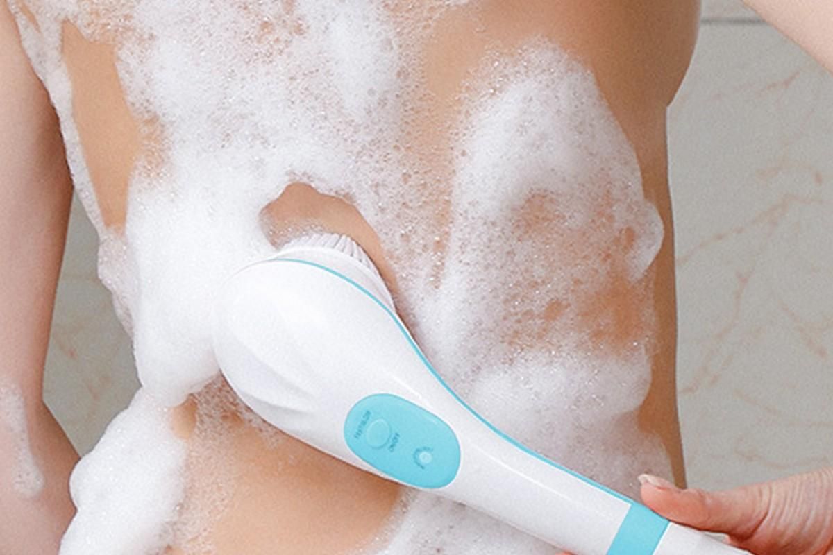 Rechargeable Body Brush Kit with Long Handle -Blue V1263-JX-6504-1