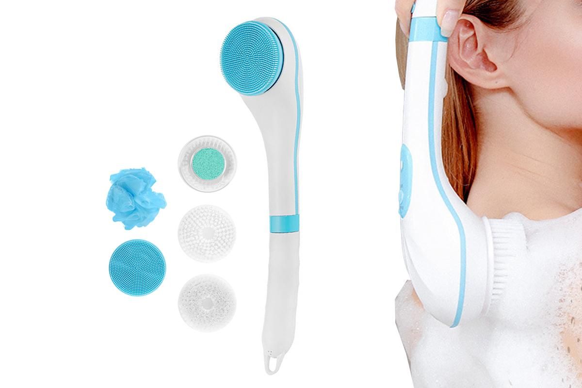 Rechargeable Body Brush Kit with Long Handle -Pink V1263-JX-6504-2