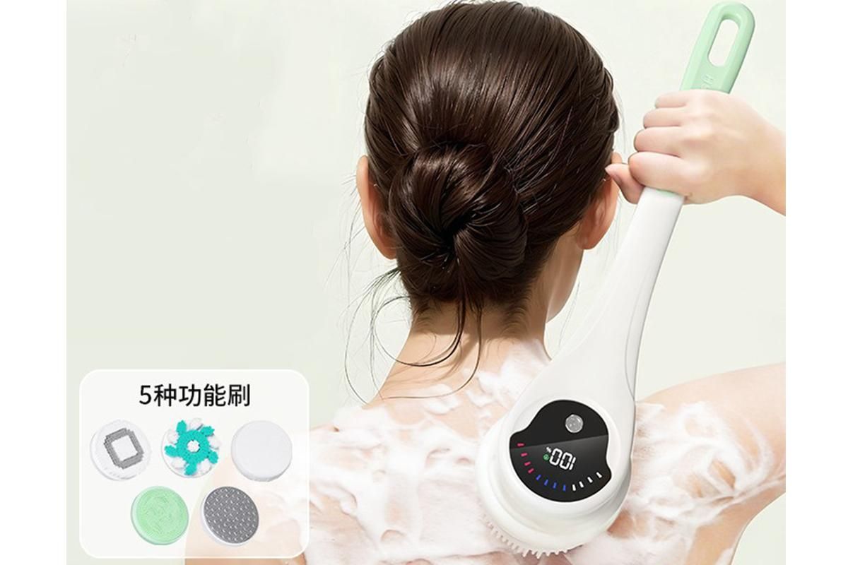 Electric Back Scrubber Body Brush Exfoliating Bath Brush for Shower - Green V1263-JX-6505-1