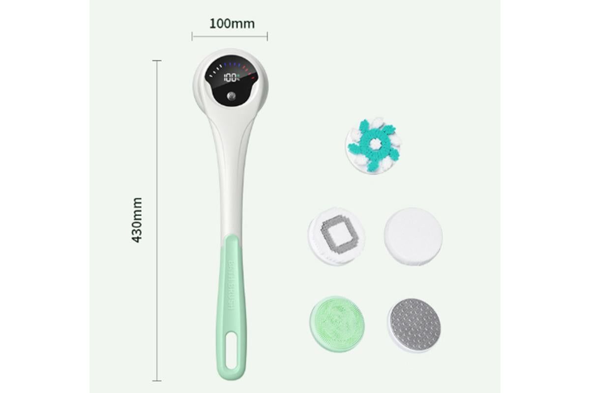 Electric Back Scrubber Body Brush Exfoliating Bath Brush for Shower - Green V1263-JX-6505-1
