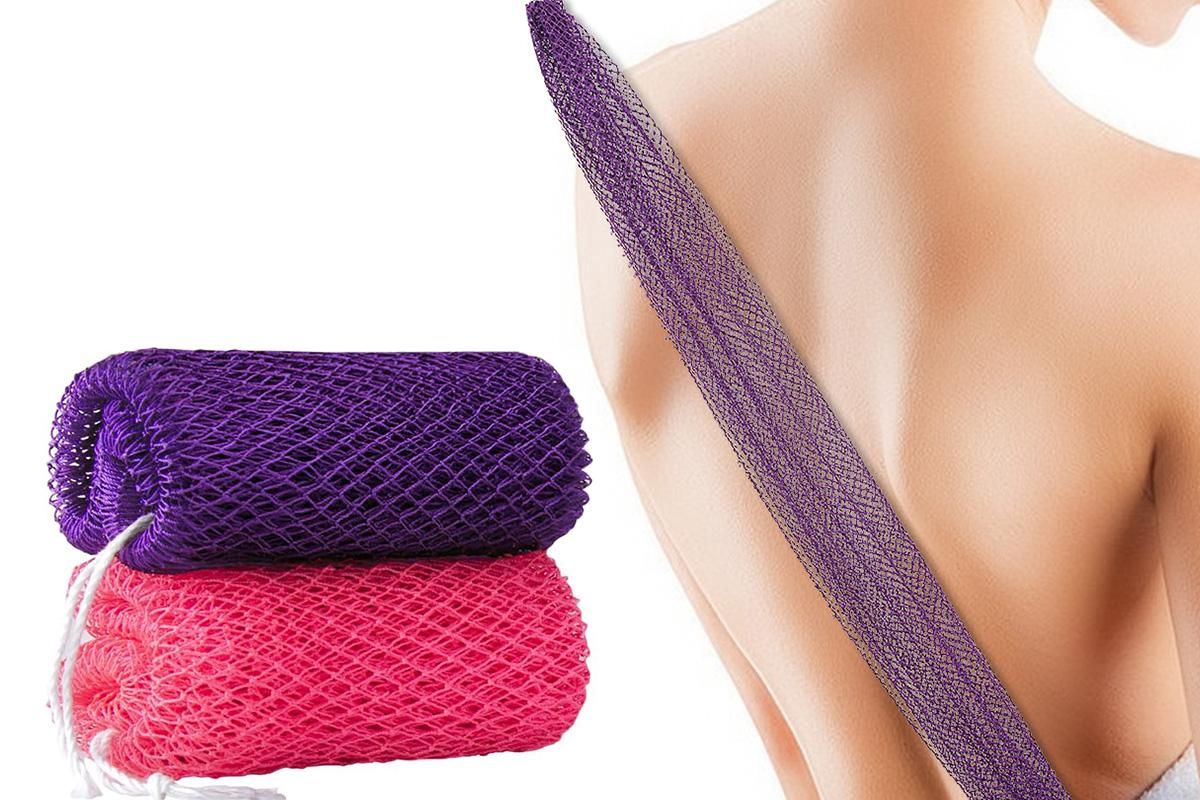 2PCS African Net Sponge Body Scrubber for Exfoliating and Bathing - Purple & Pink V1263-JX-6508-1