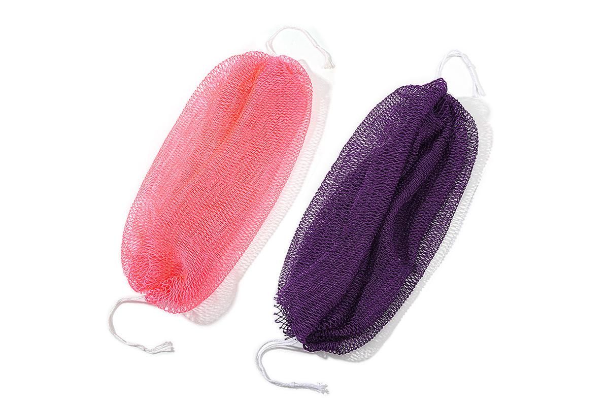 2PCS African Net Sponge Body Scrubber for Exfoliating and Bathing - Purple & Pink V1263-JX-6508-1
