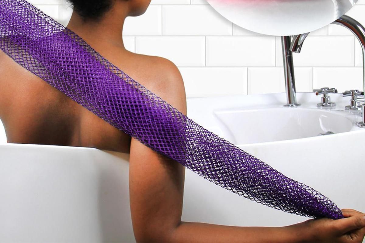2PCS African Net Sponge Body Scrubber for Exfoliating and Bathing - Purple & Pink V1263-JX-6508-1