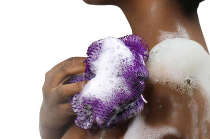 2PCS African Net Sponge Body Scrubber for Exfoliating and Bathing - Purple & Pink V1263-JX-6508-1