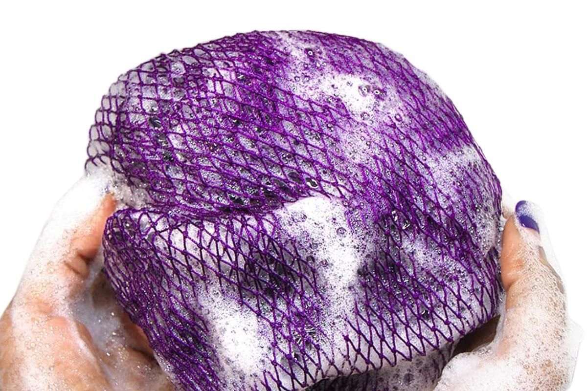 2PCS African Net Sponge Body Scrubber for Exfoliating and Bathing - Purple & Pink V1263-JX-6508-1