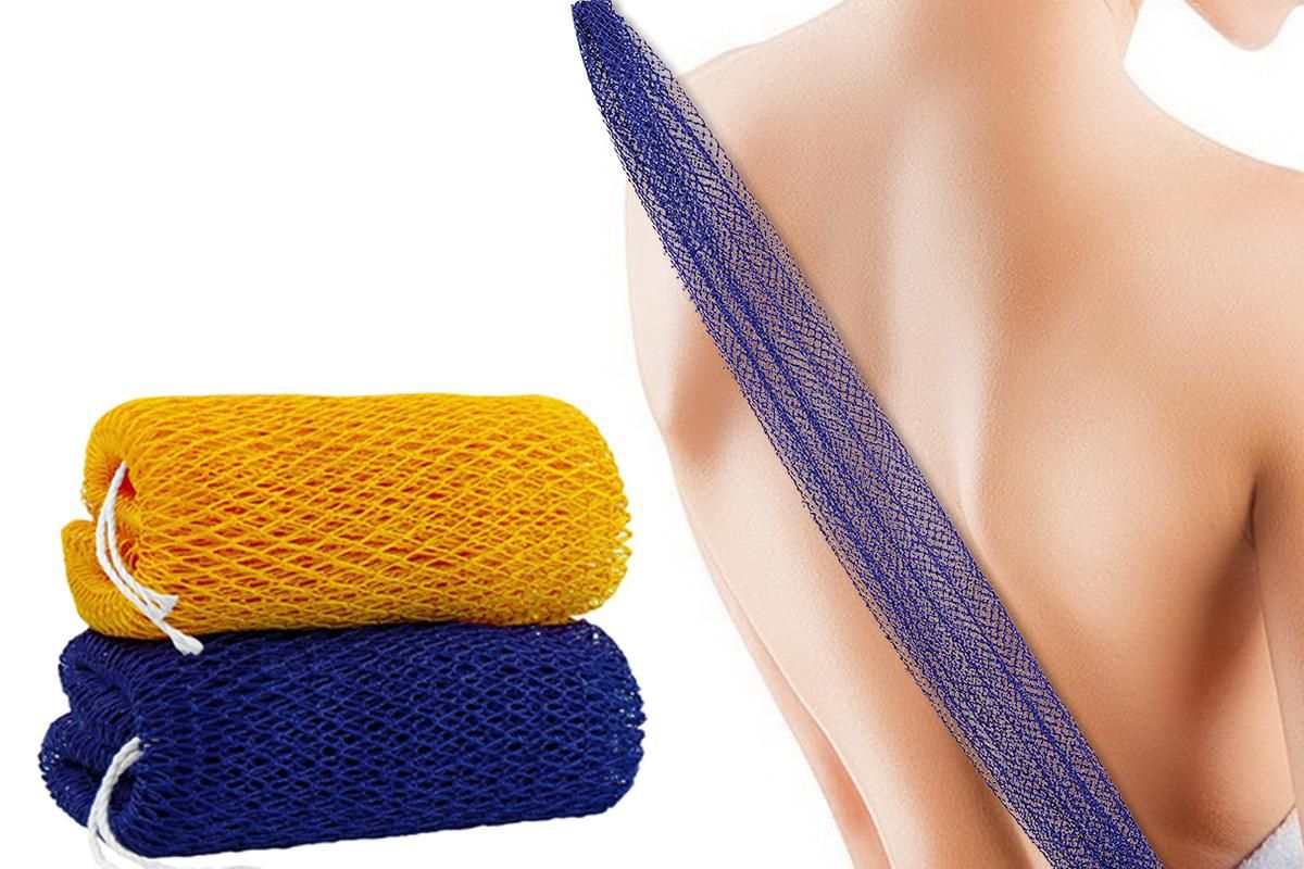 2PCS African Net Sponge Body Scrubber for Exfoliating and Bathing - Blue & Yellow V1263-JX-6508-2