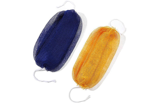 2PCS African Net Sponge Body Scrubber for Exfoliating and Bathing - Blue & Yellow V1263-JX-6508-2