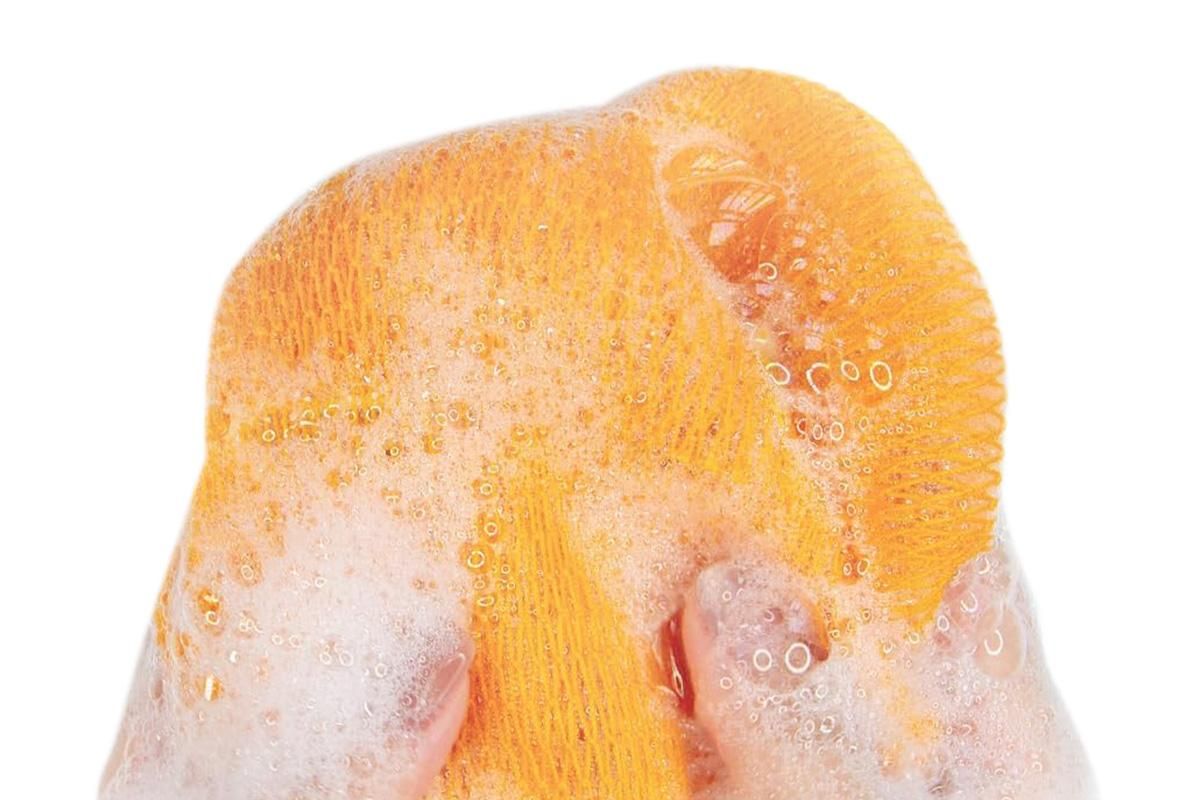 2PCS African Net Sponge Body Scrubber for Exfoliating and Bathing - Blue & Yellow V1263-JX-6508-2