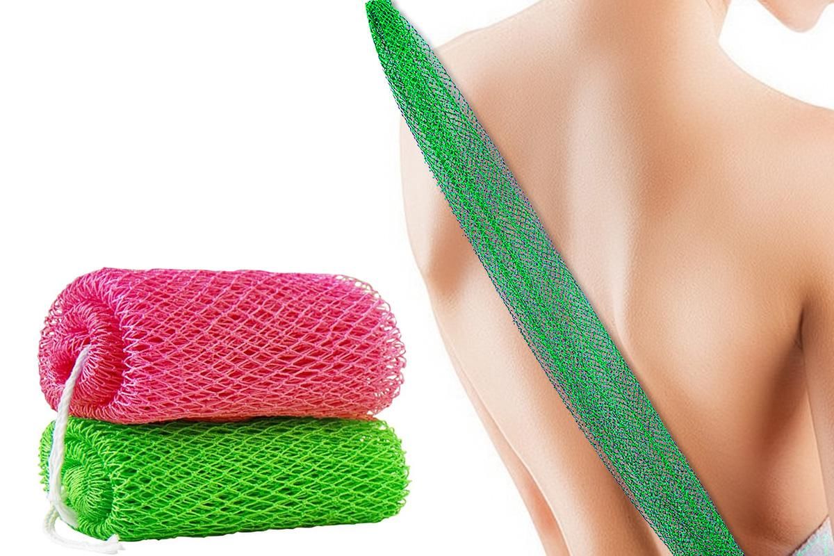 2PCS African Net Sponge Body Scrubber for Exfoliating and Bathing - Green & Pink V1263-JX-6508-3
