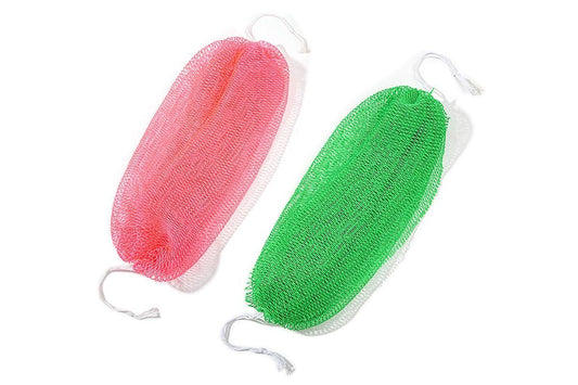 2PCS African Net Sponge Body Scrubber for Exfoliating and Bathing - Green & Pink V1263-JX-6508-3