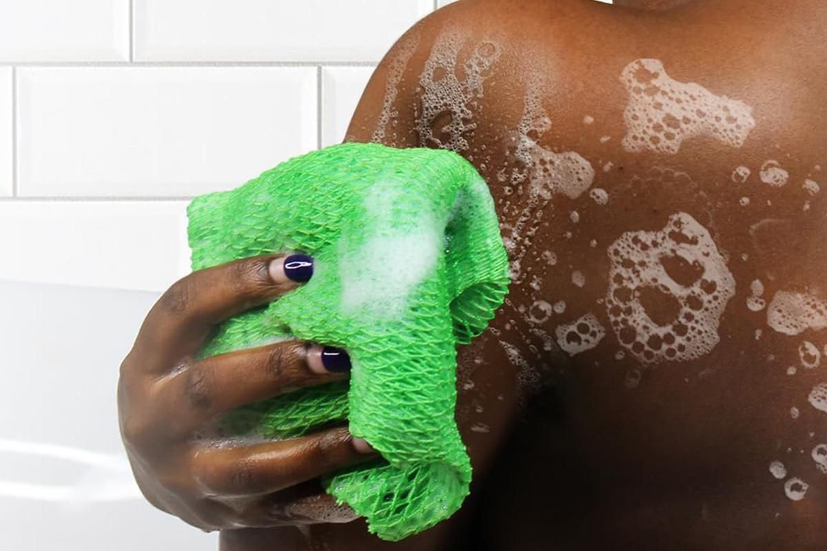 2PCS African Net Sponge Body Scrubber for Exfoliating and Bathing - Green & Pink V1263-JX-6508-3
