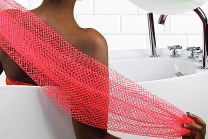 2PCS African Net Sponge Body Scrubber for Exfoliating and Bathing - Green & Pink V1263-JX-6508-3
