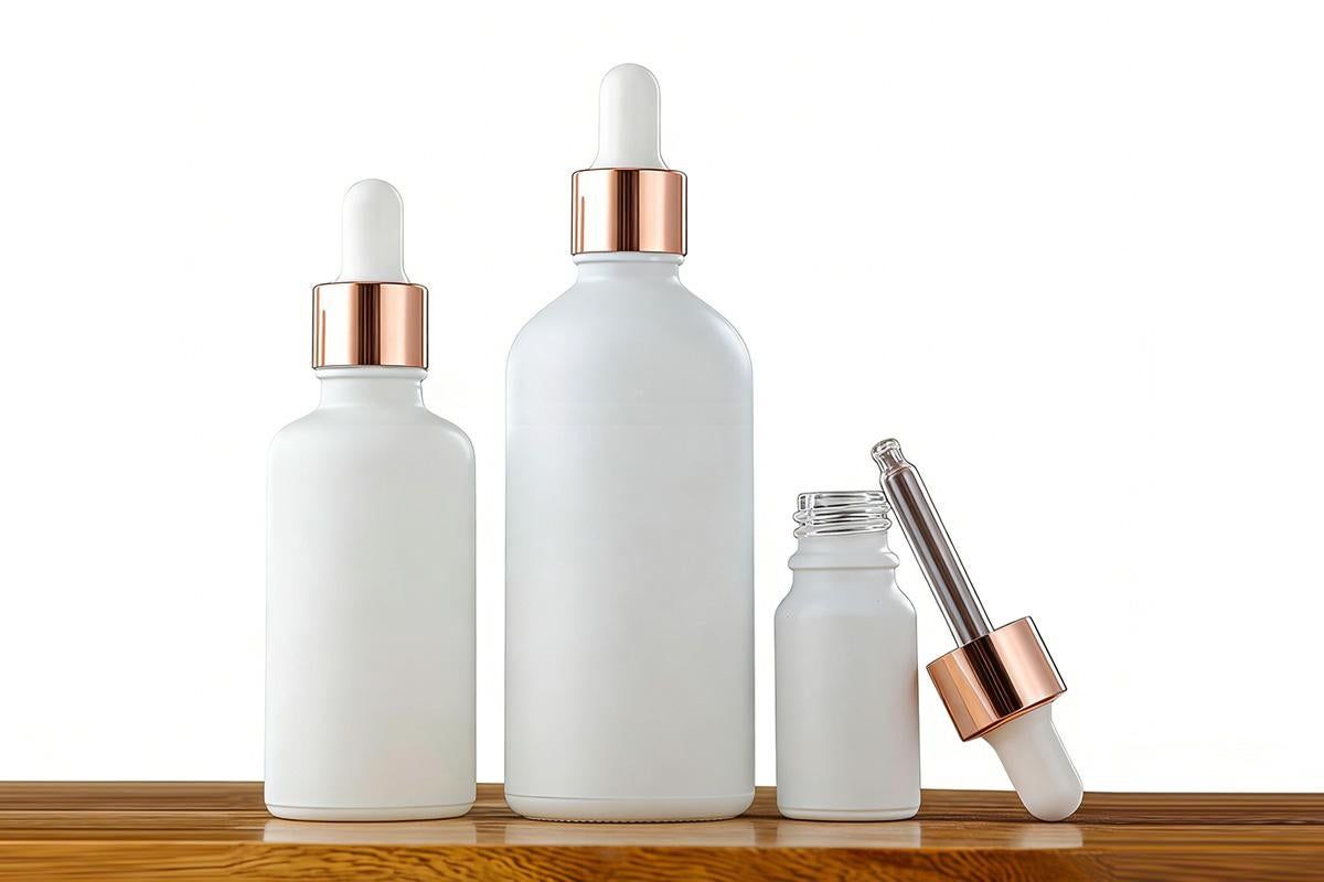 10 Pack Glass Dropper Bottles Rose Gold Caps for Essential Oils - 50ml V1263-JX-6509-3
