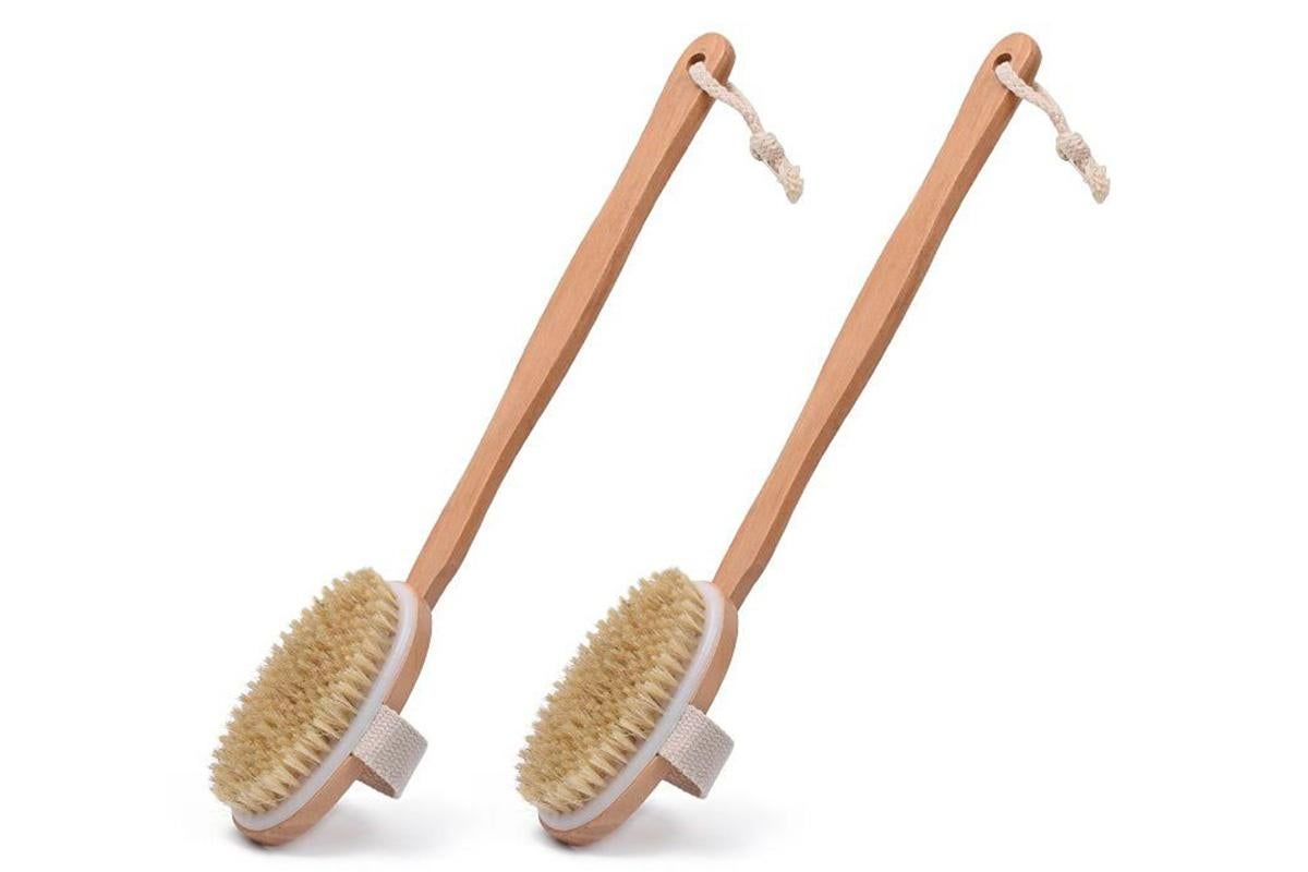 2 Pieces Long Handle Back Shower Brush with Detachable Hand Strap V1263-JX-6513