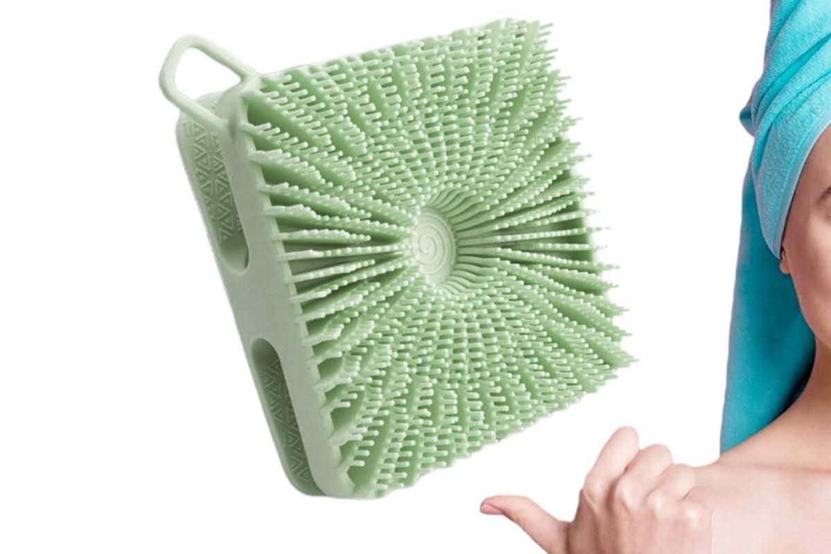 Dual Sided 2 In 1 Silicone Body Shower Scrubber Body Brush Buffer Scrubber - Green V1263-JX-6514-1