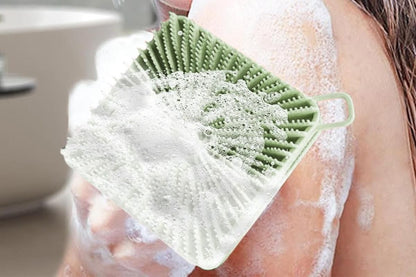 Dual Sided 2 In 1 Silicone Body Shower Scrubber Body Brush Buffer Scrubber - Green V1263-JX-6514-1