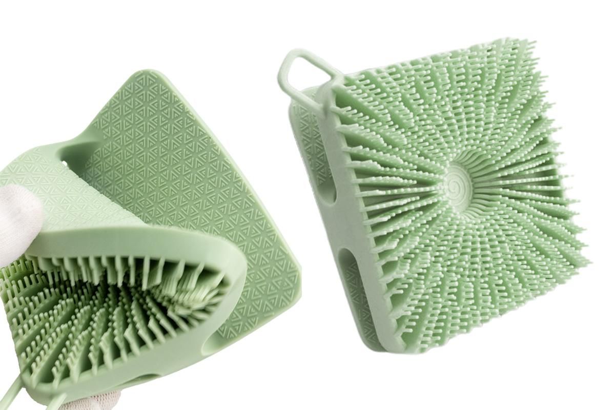 Dual Sided 2 In 1 Silicone Body Shower Scrubber Body Brush Buffer Scrubber - Green V1263-JX-6514-1