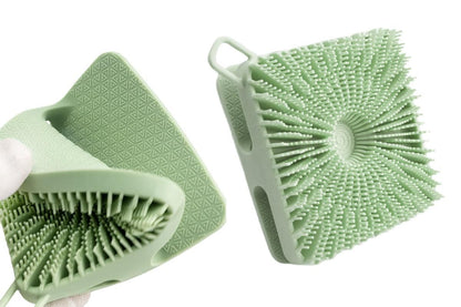 Dual Sided 2 In 1 Silicone Body Shower Scrubber Body Brush Buffer Scrubber - Green V1263-JX-6514-1