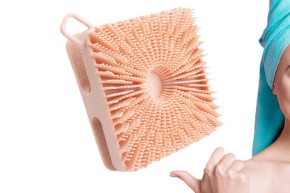Dual Sided 2 In 1 Silicone Body Shower Scrubber Body Brush Buffer Scrubber - Pink V1263-JX-6514-2