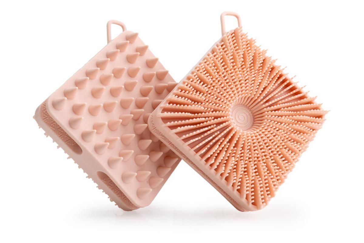 Dual Sided 2 In 1 Silicone Body Shower Scrubber Body Brush Buffer Scrubber - Pink V1263-JX-6514-2