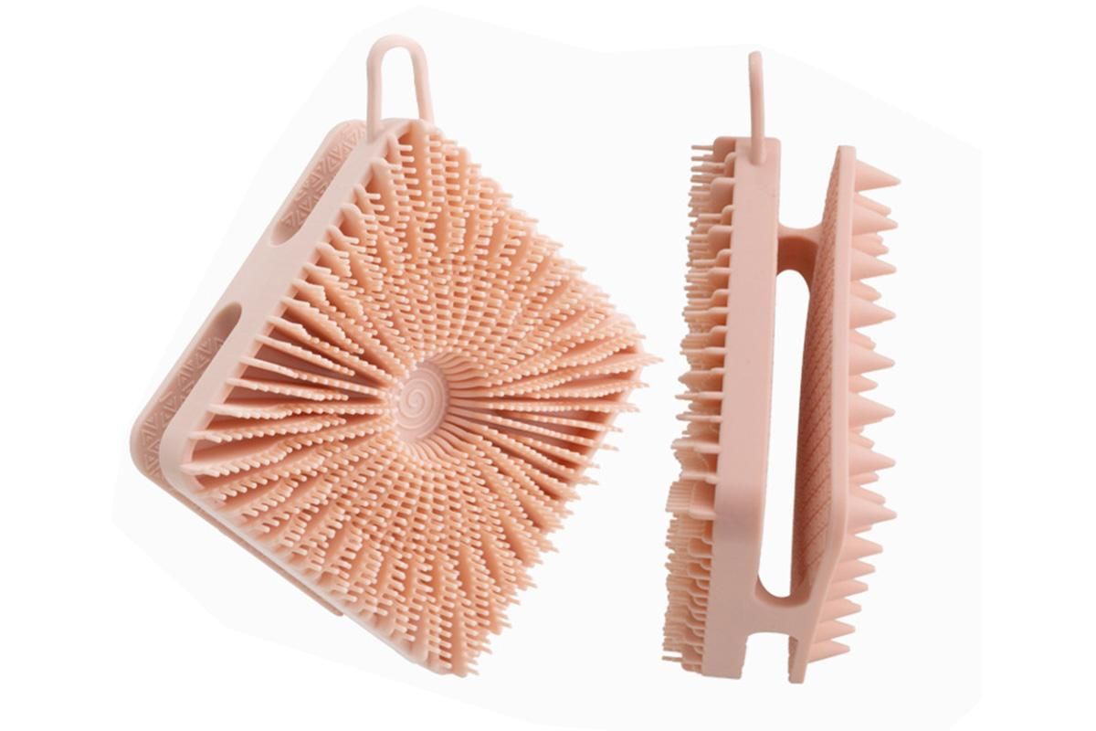 Dual Sided 2 In 1 Silicone Body Shower Scrubber Body Brush Buffer Scrubber - Pink V1263-JX-6514-2