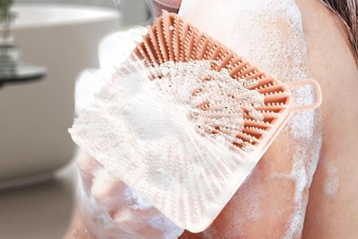 Dual Sided 2 In 1 Silicone Body Shower Scrubber Body Brush Buffer Scrubber - Pink V1263-JX-6514-2