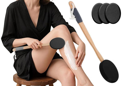 Back and Foot Lotion Applicator with 4 Replacement Pads Sunscreen Applicator Tool - Black V1263-JX-6515-1
