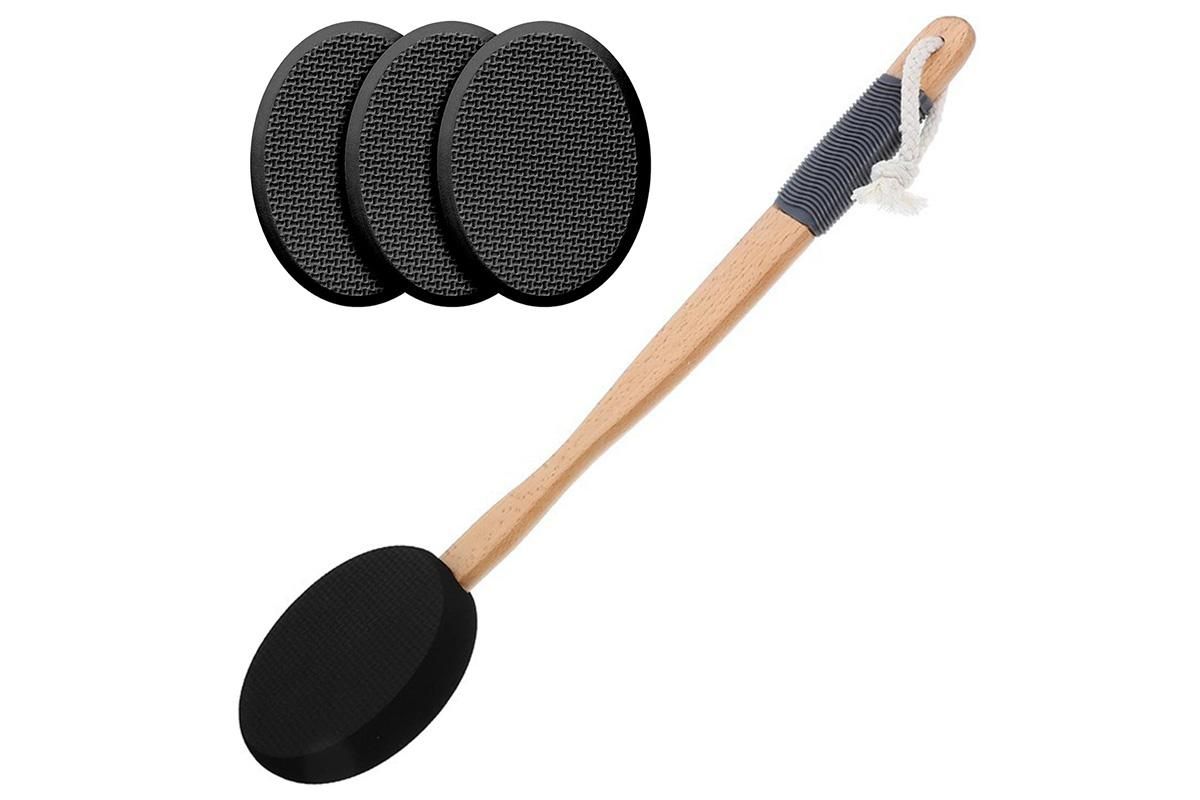 Back and Foot Lotion Applicator with 4 Replacement Pads Sunscreen Applicator Tool - Black V1263-JX-6515-1