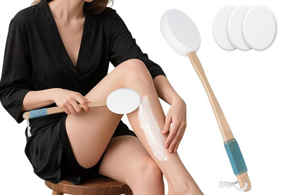 Back and Foot Lotion Applicator with 4 Replacement Pads Sunscreen Applicator Tool - White V1263-JX-6515-2