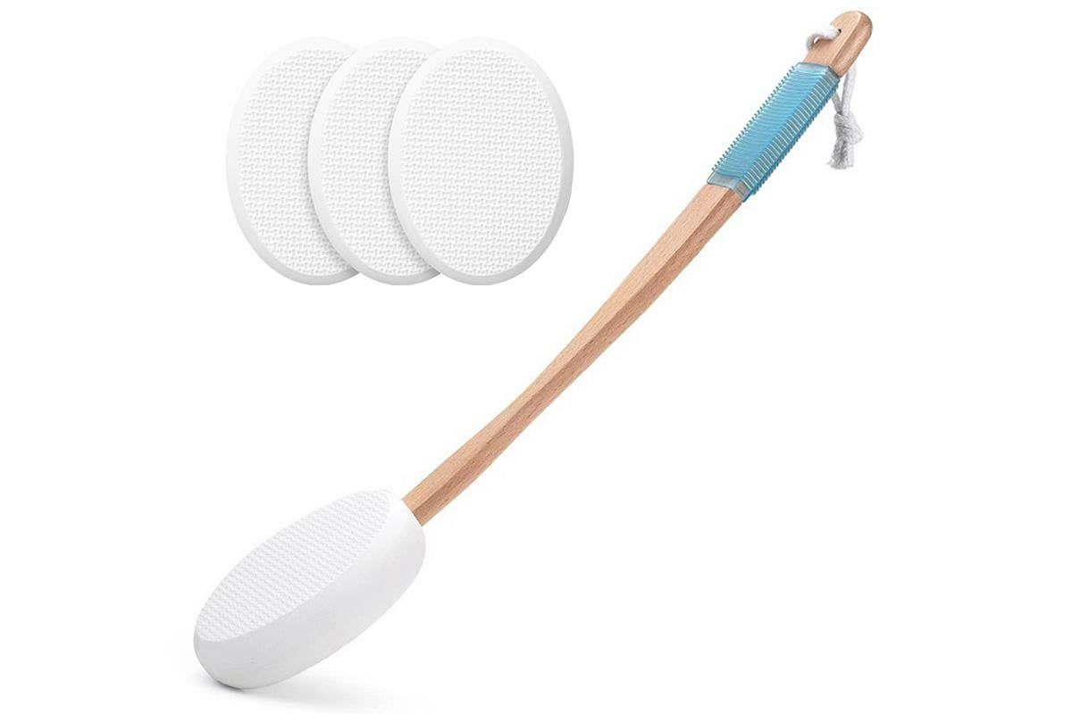 Back and Foot Lotion Applicator with 4 Replacement Pads Sunscreen Applicator Tool - White V1263-JX-6515-2