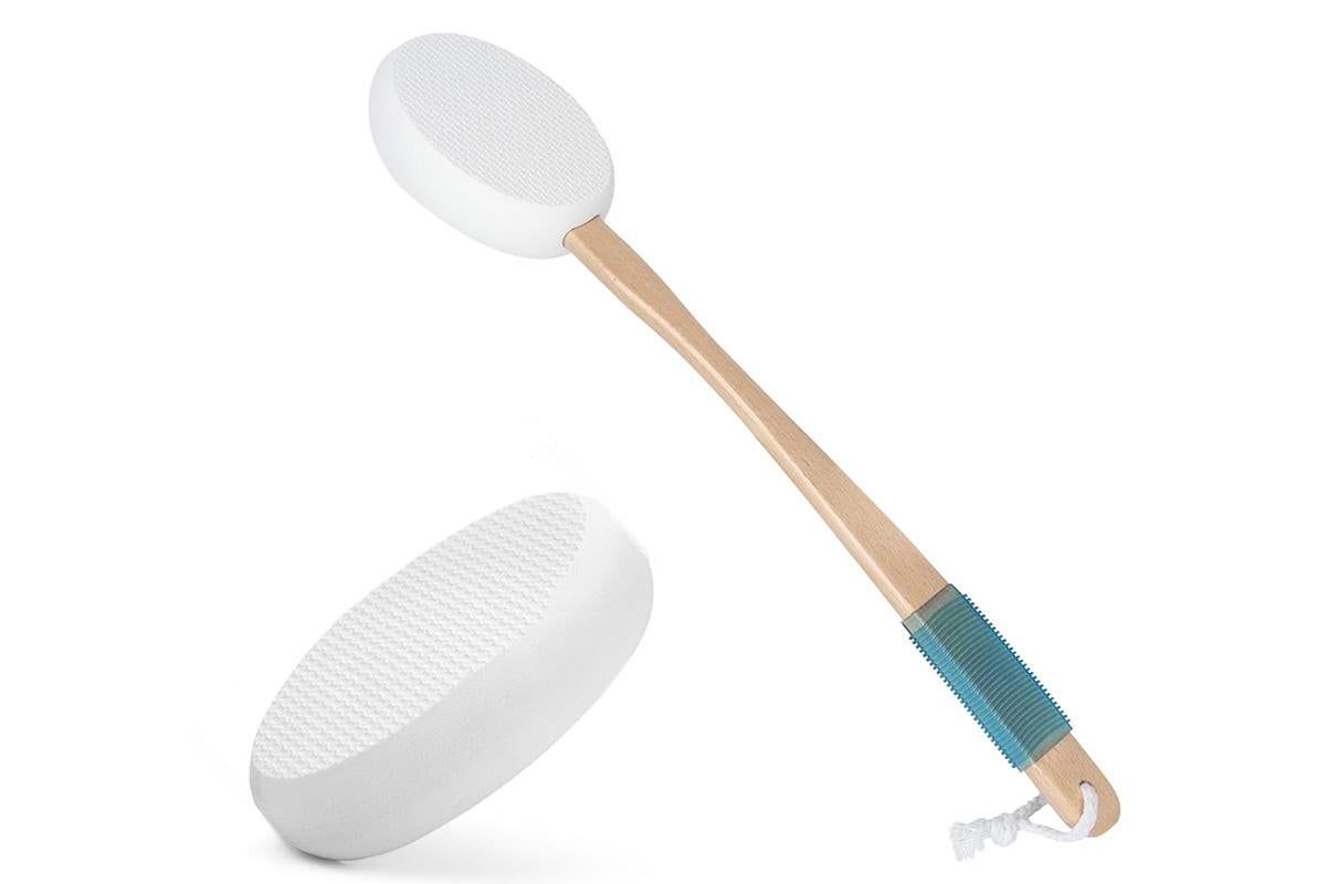 Back and Foot Lotion Applicator with 4 Replacement Pads Sunscreen Applicator Tool - White V1263-JX-6515-2