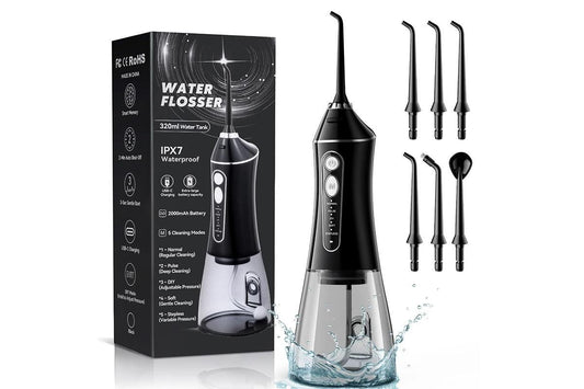 Water Dental Flosser Pick for Teeth 5 Modes Cordless Portable 320ML Larger Tank Water Teeth Cleaner IPX7 V1263-JX-6517
