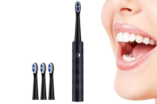 Electric Toothbrush for Adults Powerful Sonic Toothbrush 6 Modes with 4 Replacement Brush Heads - Black V1263-JX-6519-1