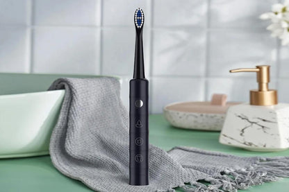 Electric Toothbrush for Adults Powerful Sonic Toothbrush 6 Modes with 4 Replacement Brush Heads - Black V1263-JX-6519-1