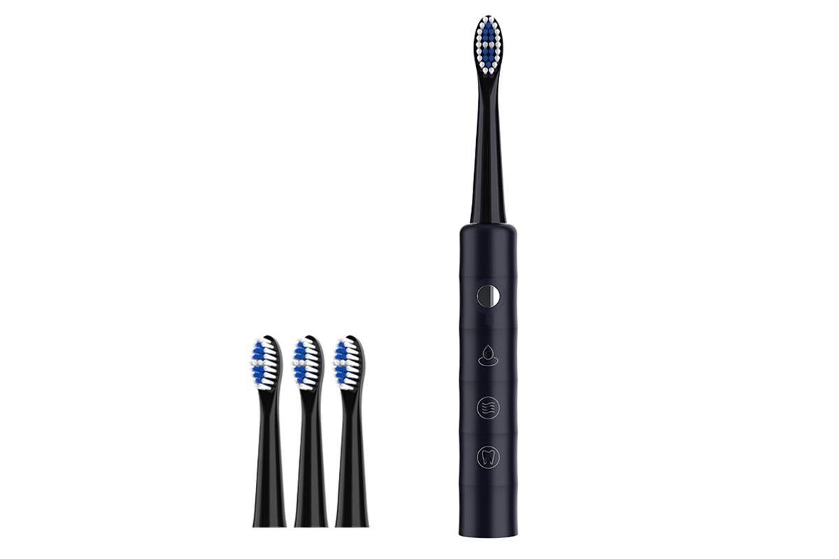 Electric Toothbrush for Adults Powerful Sonic Toothbrush 6 Modes with 4 Replacement Brush Heads - Black V1263-JX-6519-1