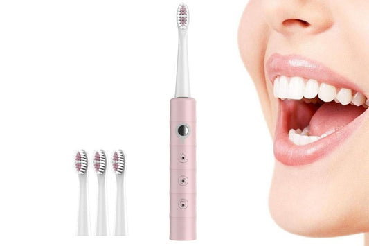 Electric Toothbrush for Adults Powerful Sonic Toothbrush 6 Modes with 4 Replacement Brush Heads - Pink V1263-JX-6519-2