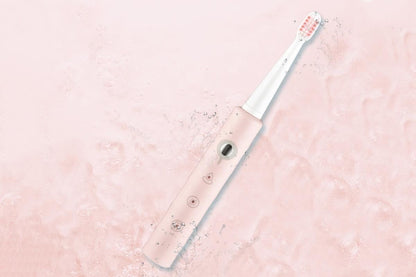 Electric Toothbrush for Adults Powerful Sonic Toothbrush 6 Modes with 4 Replacement Brush Heads - Pink V1263-JX-6519-2