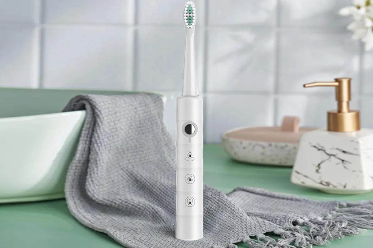 Electric Toothbrush for Adults Powerful Sonic Toothbrush 6 Modes with 4 Replacement Brush Heads - White V1263-JX-6519-3