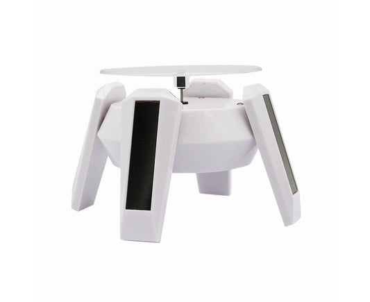 360-Degree Rotating Solar Display Stand Turntable Phone Holder with LED Light-White V1263-JX-652